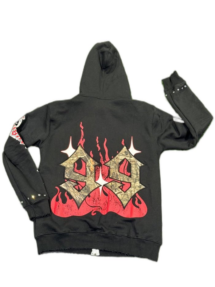99 Flames Zip Hoodie - SandBoxBullyShop