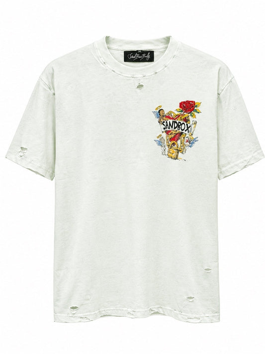 Sandbox Angel Rose Distressed Tee — Vintage White