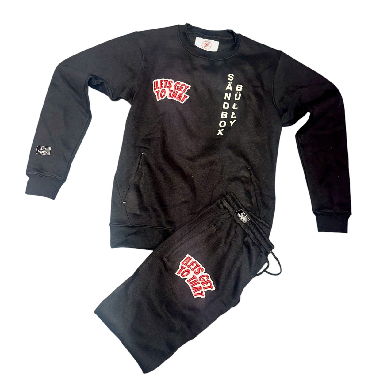 Black Glow-in-the-Dark Puff Print Sweatsuit + Free Socks | SANDBOX BULLY™ - SandBoxBullyShop