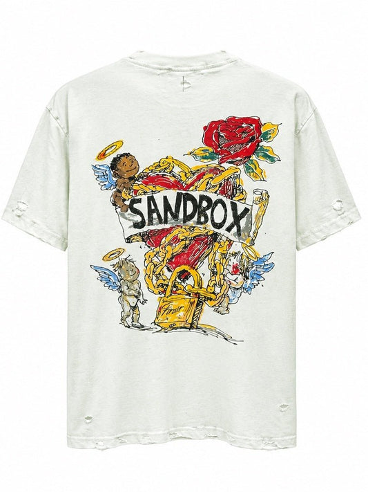 Sandbox Angel Rose Distressed Tee — Vintage White - SandBoxBullyShop