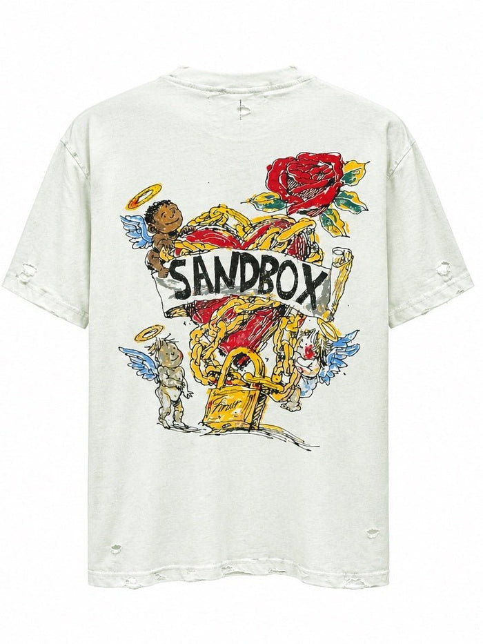 Sandbox Angel Rose Distressed Tee — Vintage White - SandBoxBullyShop