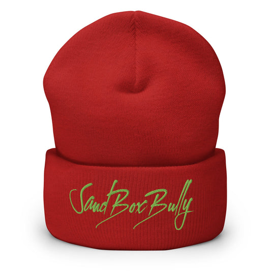 SandBoxBully Signature Script Beanie – Red / Green Stitch - SandBoxBullyShop